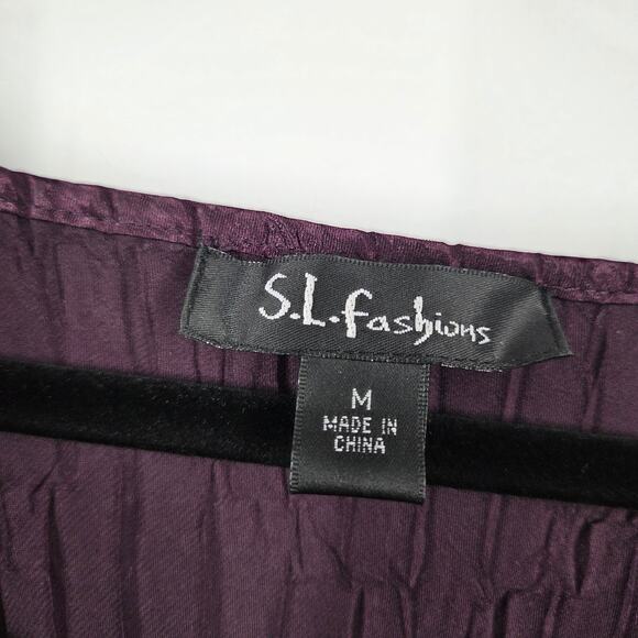 VTG S.L.Fashion M Purple Dark V Neck Witchy Gothcore Shark bite Asymmetrical Hem - Picture 4 of 10